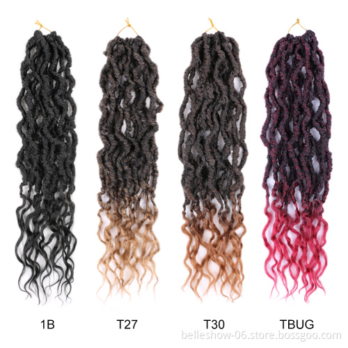 16inch 24inch Goddess Locs Crochet Hair River Faux Queen Locs Wavy Crochet With Curly Hair Synthetic Braiding Extension Gypsy